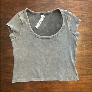PINK Victoria's Secret Gray Ribbed Crop Top